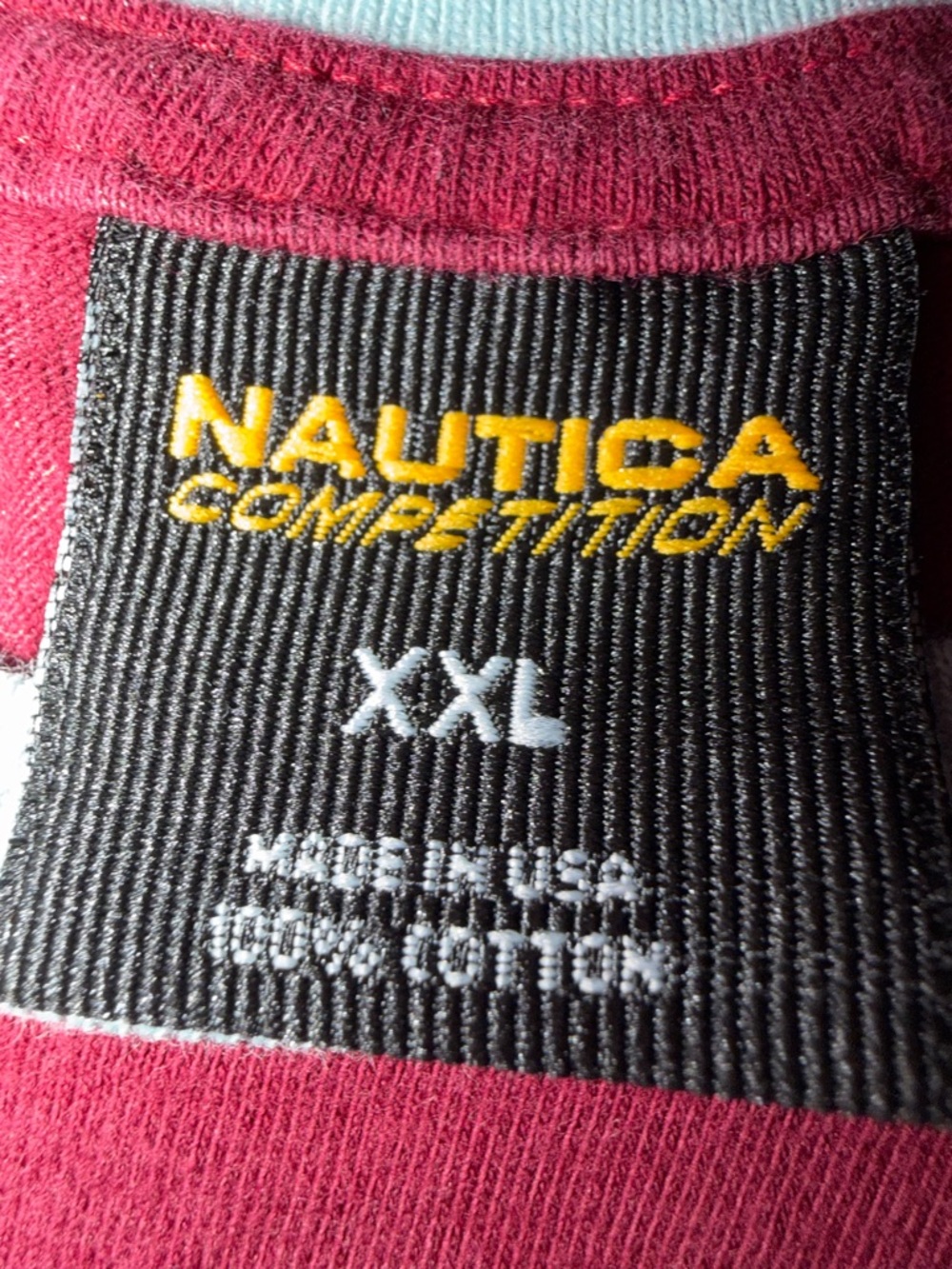 Nautica Burgundy Tee with White Logo and Trim - Picture 6 of 6